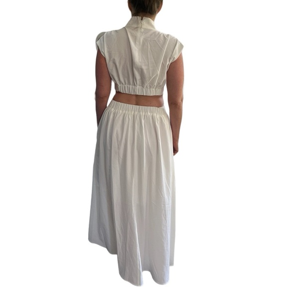 Commense Summer Casual Cap Sleeve Mock Neck Cut Out Long Dress In White Size L - Picture 3 of 13